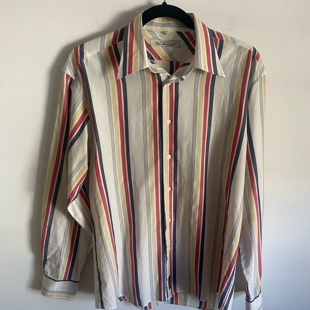 Ben Sherman Red and‎ Blue Striped Men's Button Up Shirt